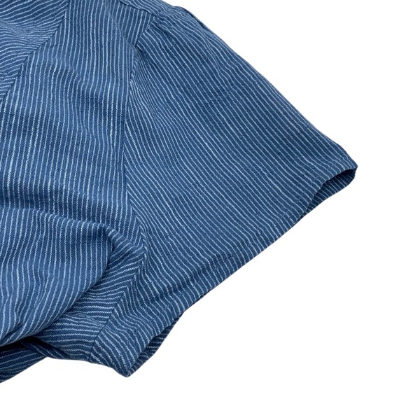 PrAna Katya Button Down Short Sleeve Organic Cotton‎ Blouse Blue/White Stripe XL - Picture 5 of 9